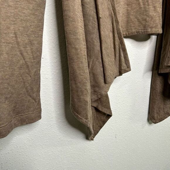 Bryn Walker Women’s Tan Lyocell Waterfall High Lo Open Front Cardigan Size XL - Picture 5 of 10
